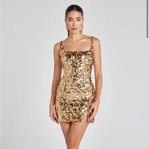 Nadine Merabi Karlie Gold Dress Size S